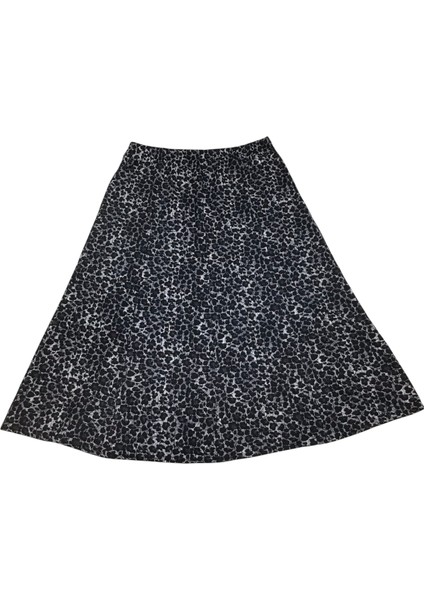 Kadın Beli Lastikli Leopar Desenli Büyük Beden Balık Etek modelleri