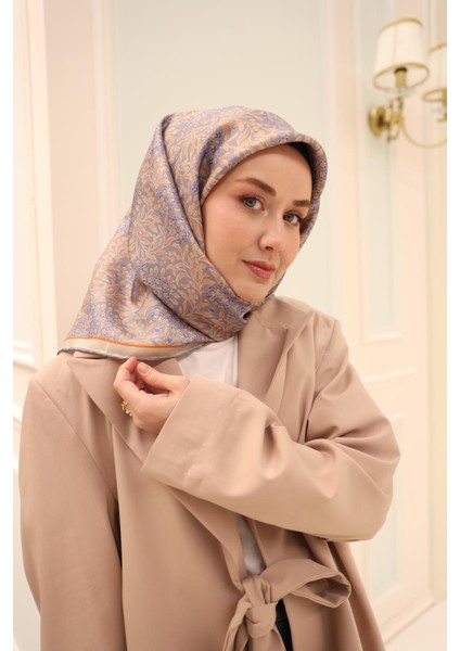 Twill Ipek Eşarp - 11464-45 Turuncu Gri