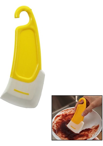 Yağ - Leke Kaziyici Mini Silikon Spatula Plastik Sapli - Askilikli