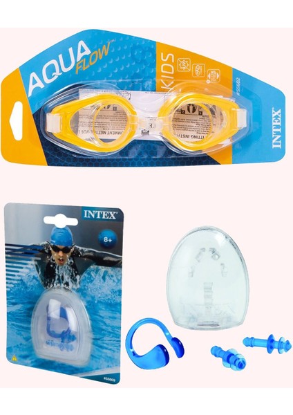 Çocuklar Için Çok Renkli 2'li Yüzücü Gözlüğü ve Kulak Tıkacı Seti
