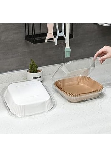 Home Airfryer Pişirme Kağıdı,xl-Xxl Büyük Boy, Kare, 50 Adet Hava Fritöz Parşömen Fırın Kağıdı Tek Kullanımlık Kağıt Fırın Fritöz Pişirme Kızartma Tavası Için Uygun 20CM modelleri
