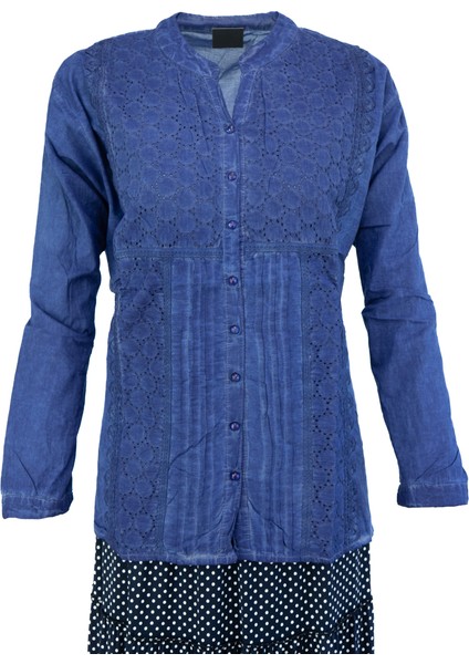 Kadın Bluz Şile Bezi Keten %100 Saf Pamuk Dokuma Kumaş Dantel Çiçek Model Hafifveserin Tutar