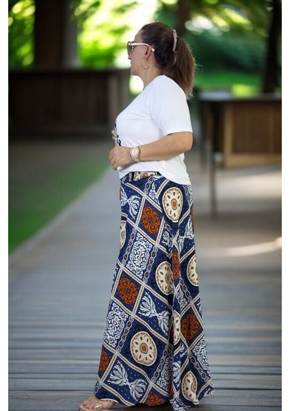 Beli Lastikli Geniş Kesim Pamuklu Viskon Pantolon Etek Penye Bluz Ikili Takım fiyatları