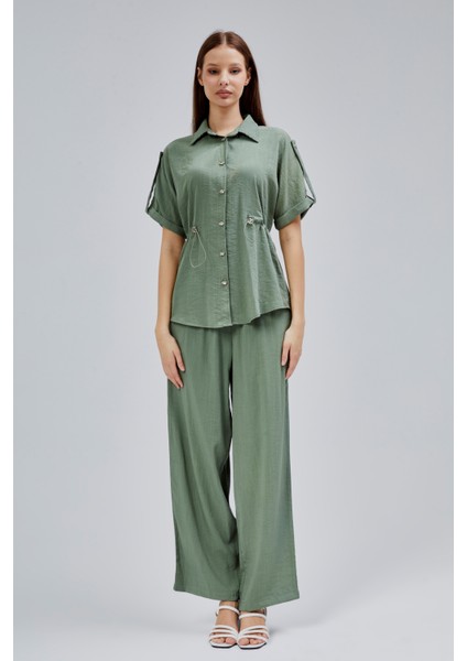 Haki Rahat Kesim Gömlek Pantolon Takım