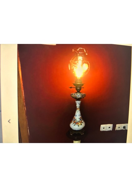 Fransız Pirinç ve Porselen Abajur 70 cm Boyunda