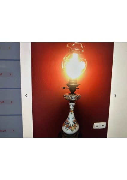 Fransız Pirinç ve Porselen Abajur 70 cm Boyunda
