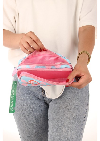 Benetton 13014'3'LÜ Çift Gözlü Puantiye Desenli Kız Çocuk Okul Çantası Seti