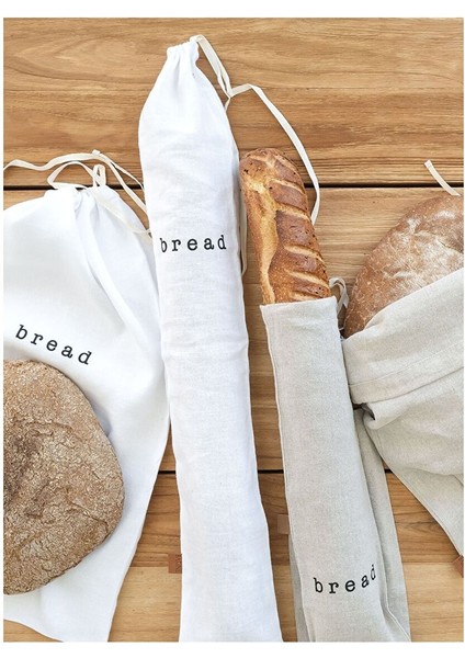 Linen Keten Ekmek Çantası Naturel 11X65