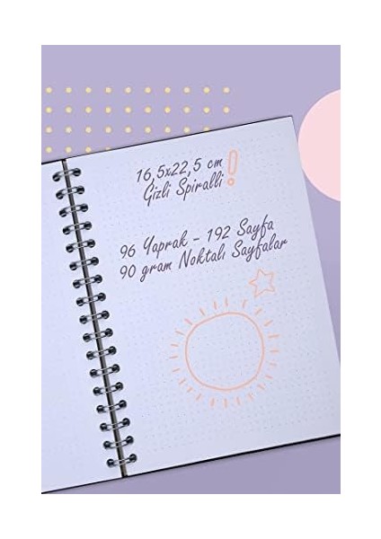 Journals 16,5X22,5 cm Gizli Spiralli Noktalı Defter Tarihsiz Not Defteri - Polka Gold