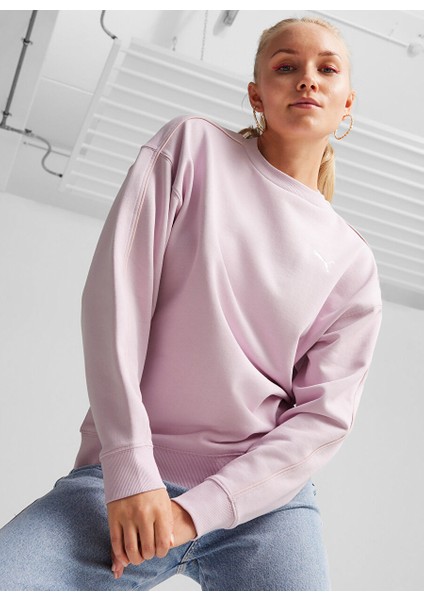 Siyah Kadın Yuvarlak Regular Fit Düz Sweatshirt 67788660 Her Crew Tr Grape Mist
