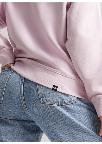 Siyah Kadın Yuvarlak Regular Fit Düz Sweatshirt 67788660 Her Crew Tr Grape Mist