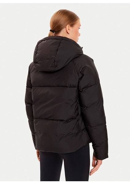 Siyah Kadın Fermuarlı Normal Düz Mont 62648901 Poly Puffer Jacket