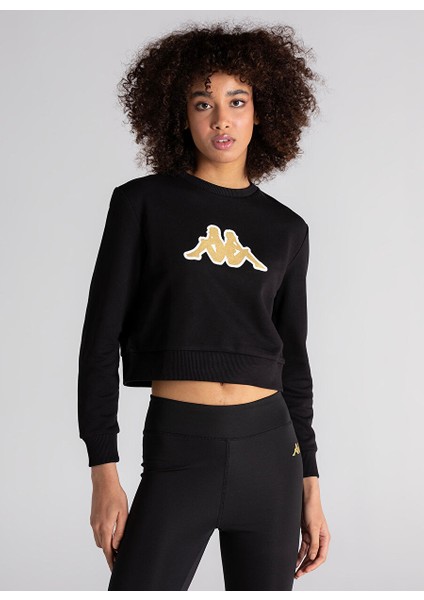 Siyah Kadın Dik Yaka Sweatshirt 341L6RW Logo Bautısta