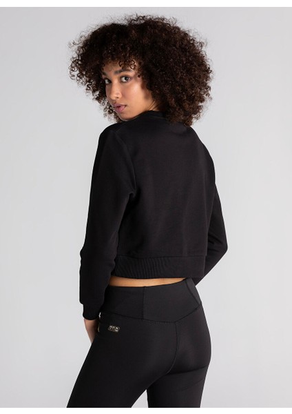Siyah Kadın Dik Yaka Sweatshirt 341L6RW Logo Bautısta modelleri