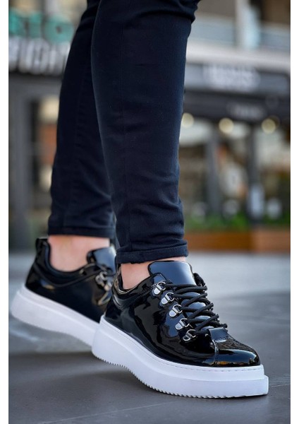 J-X4 Bağcıklı Ortopedik Taban Günlük Rugan Erkek Spor Sneaker Ayakkabı Bt Siyah modelleri