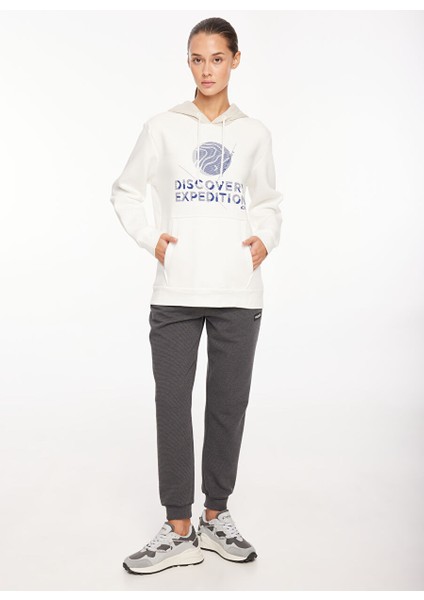 Kırık Beyaz Kadın Kapüşon Yaka Relaxed Fit Baskılı Sweatshirt D3WL-SWT21 fiyatları