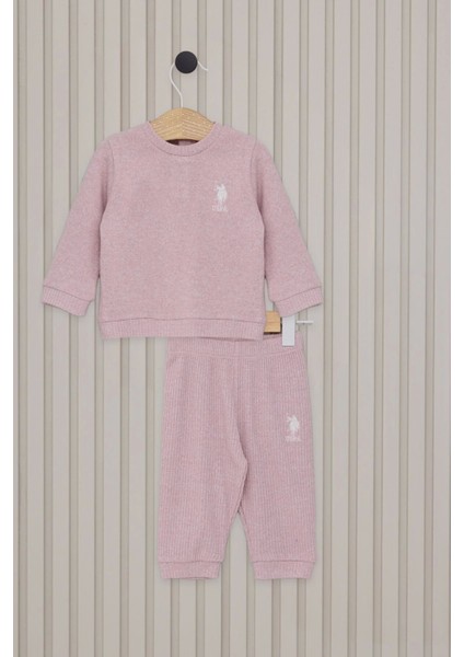 Us Polo Kız Bebek Uzun Kol 2lı Takım - Retro Pembe
