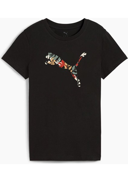Graphics Floral Cat Logo Kadın Tişört fırsatları