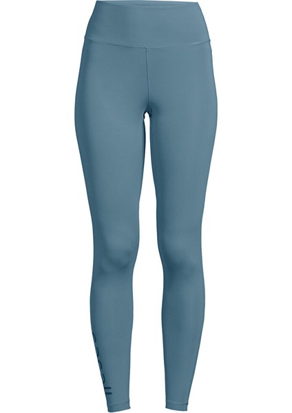 21568-409 Graphic High Waist Tights Kadın Açık Mavi Dar Paça Normal Kalıp Tayt
