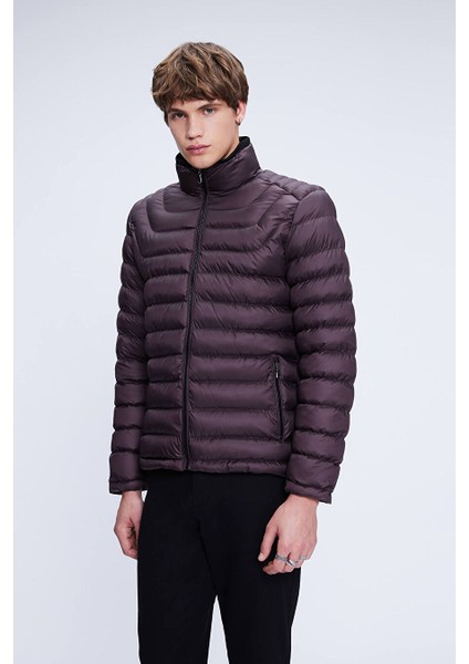 Bordo Regular Fit Hakim Yaka Şişme Mont