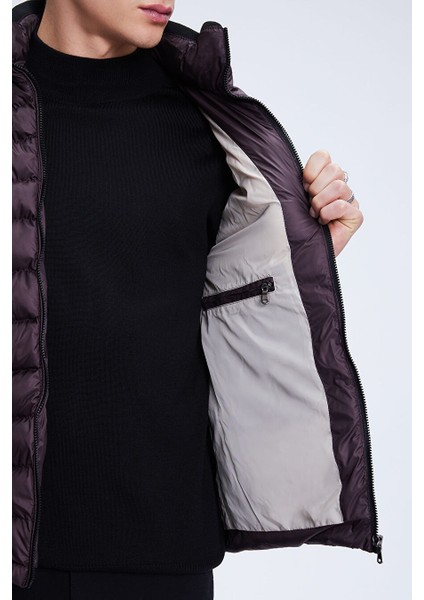 Bordo Regular Fit Hakim Yaka Şişme Mont fırsatları