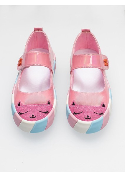 Pembe Rugan Simli 3D Kız Babet Sneakers fırsatları