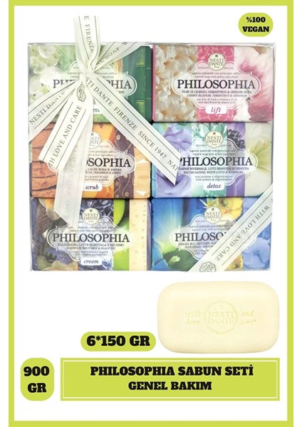Sabun Seti Philosophia 6 Çeşit Kokulu Vegan Sabun 6 x 150 gr