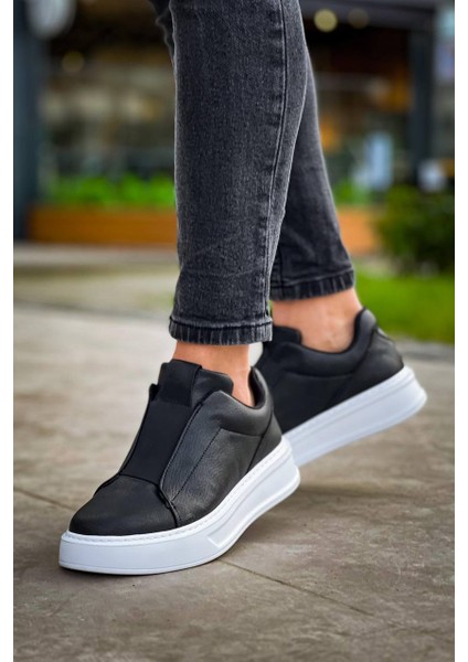 J007 Bağcıksız Lastikli Ortopedik Taban Tek Bant Erkek Spor Sneaker Ayakkabı Bt Siyah fırsatları