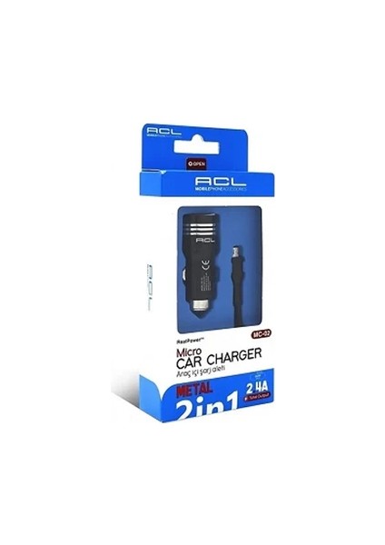 Mc-02 Araç Içi Şarj 2.4A 2xusb Full Metal 1mt Mikro Kablo fiyatları