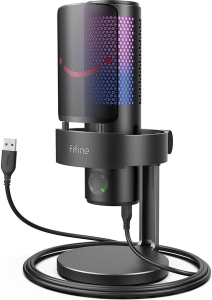 A9 USB Rgb LED Işıklı Masaüstü Mikrofon, Siyah
