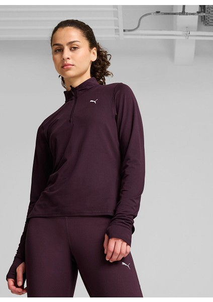 Bordo Kadın Normal Düz T-Shirt 52317044 Run Favorıte 1/4 Zıp W