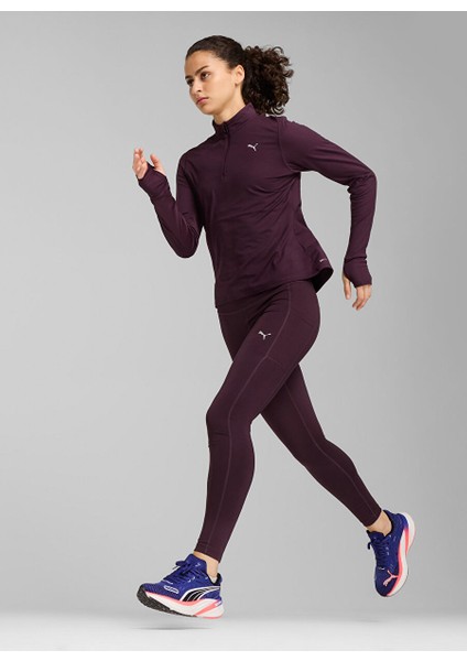 Bordo Kadın Normal Düz T-Shirt 52317044 Run Favorıte 1/4 Zıp W modelleri