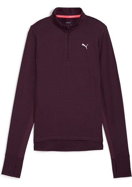 Bordo Kadın Normal Düz T-Shirt 52317044 Run Favorıte 1/4 Zıp W