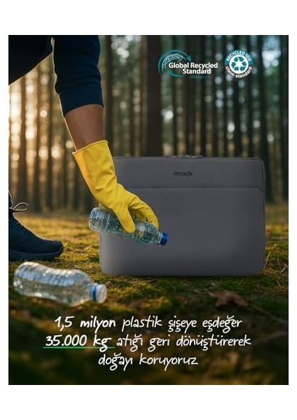MCE-1502 14.1" Nova Eco Çevre Dostu 13-14 Inç Yeni MacBook Pro Için Kılıf, Aksesuar Bölmeli Laptop Kılıfı, Ykk Fermuarlı Notebook & Tablet Kılıfı, Gri modelleri