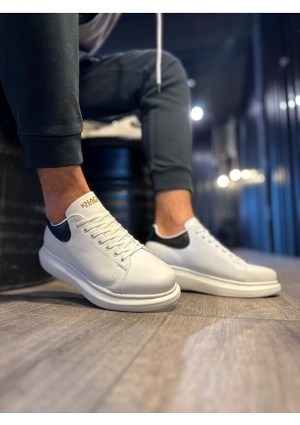 J043 Bağcıklı Ortopedik Taban Erkek Günlük Sneaker Spor Ayakkabı Bt Beyaz/siyah fırsatları