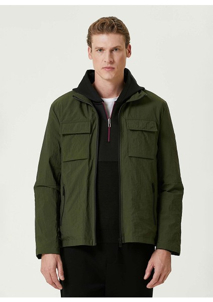 Haki Erkek Dik Slim Fit Düz Mont 1092059