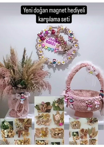 Yeni Doğan Kız Bebek Magnet Hediyeli Karşılama Seti