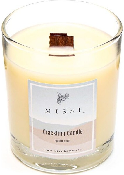 Ahşap Fitilli Black Vanilya Ekru Crackling(Çıtırtılı) Vegan Mum