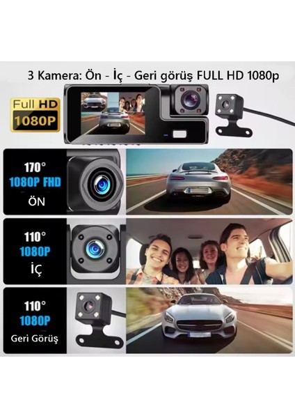 Full Hd Kameralı Profesyonel Araç Içi Kamera - Geniş ve Yüksek Çözünürlüklü fırsatları