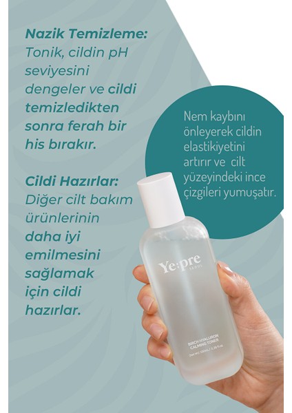 Huş Ağacı Özü ve Hyalüronik Asit Içeren Nemlendirici Yatıştırıcı Kore Tonik 100ML