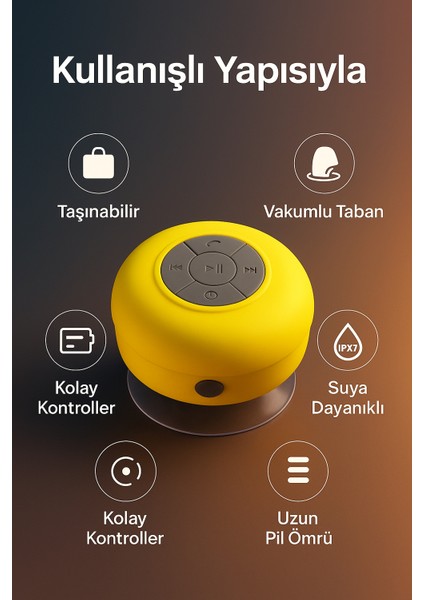 Su Geçirmez Mini Bluetooth Duş Hoparlörü modelleri