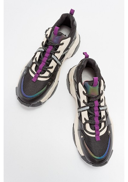 Leona Siyah Mor Kadın Spor Sneakers fırsatları