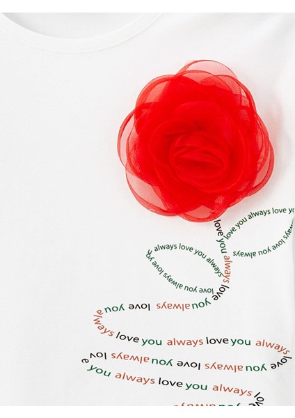Kız Çocuk Love You Always Çiçek Detay Tişört fiyatları