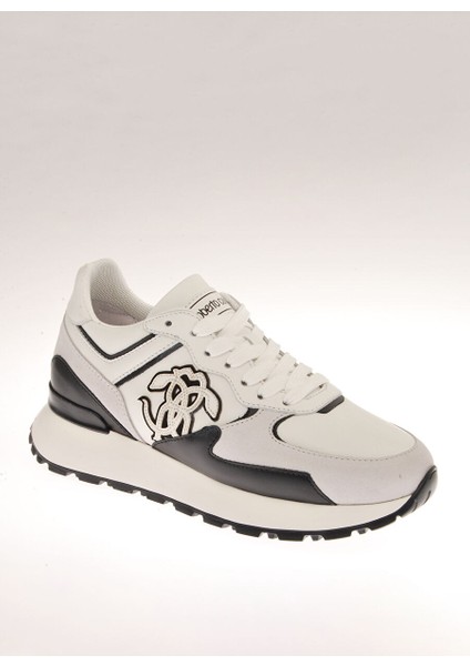 Beyaz-Siyah Kadın Deri Sneaker 20620C