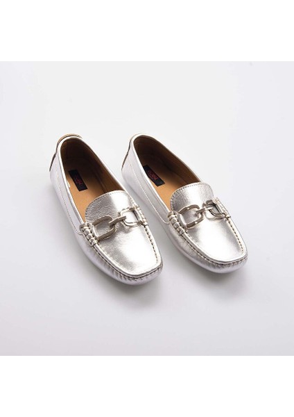 Gümüş Kadın Deri Loafer 241RGK372 7506 modelleri
