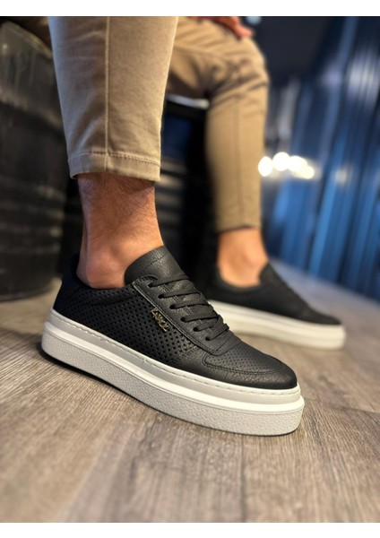 J013 Bağcıklı Ortopedik Taban Erkek Günlük Sneaker Spor Ayakkabı Bt Siyah
