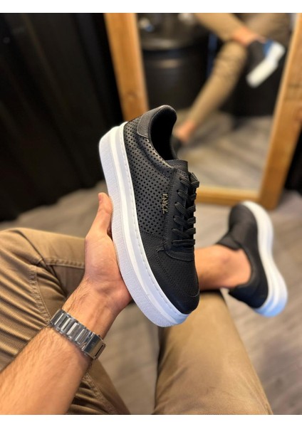 J013 Bağcıklı Ortopedik Taban Erkek Günlük Sneaker Spor Ayakkabı Bt Siyah indirimleri