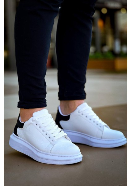 J-X500 Bağcıklı Ortopedik Taban Günlük Erkek Spor Sneaker Ayakkabı Bt Beyaz/siyah fiyatları