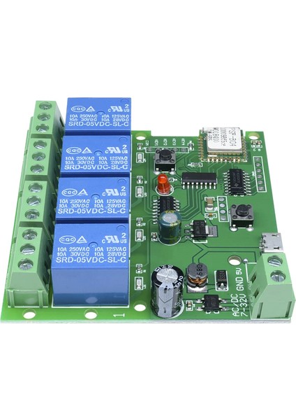Tuya Destekli Wifi 4 Kanal Akıllı Role Kartı 7-32 Volt Ac/dc 5V Type C