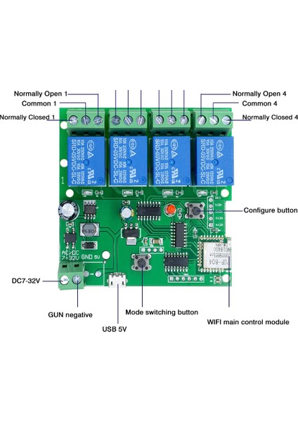 Tuya Destekli Wifi 4 Kanal Akıllı Role Kartı 7-32 Volt Ac/dc 5V Type C indirimleri